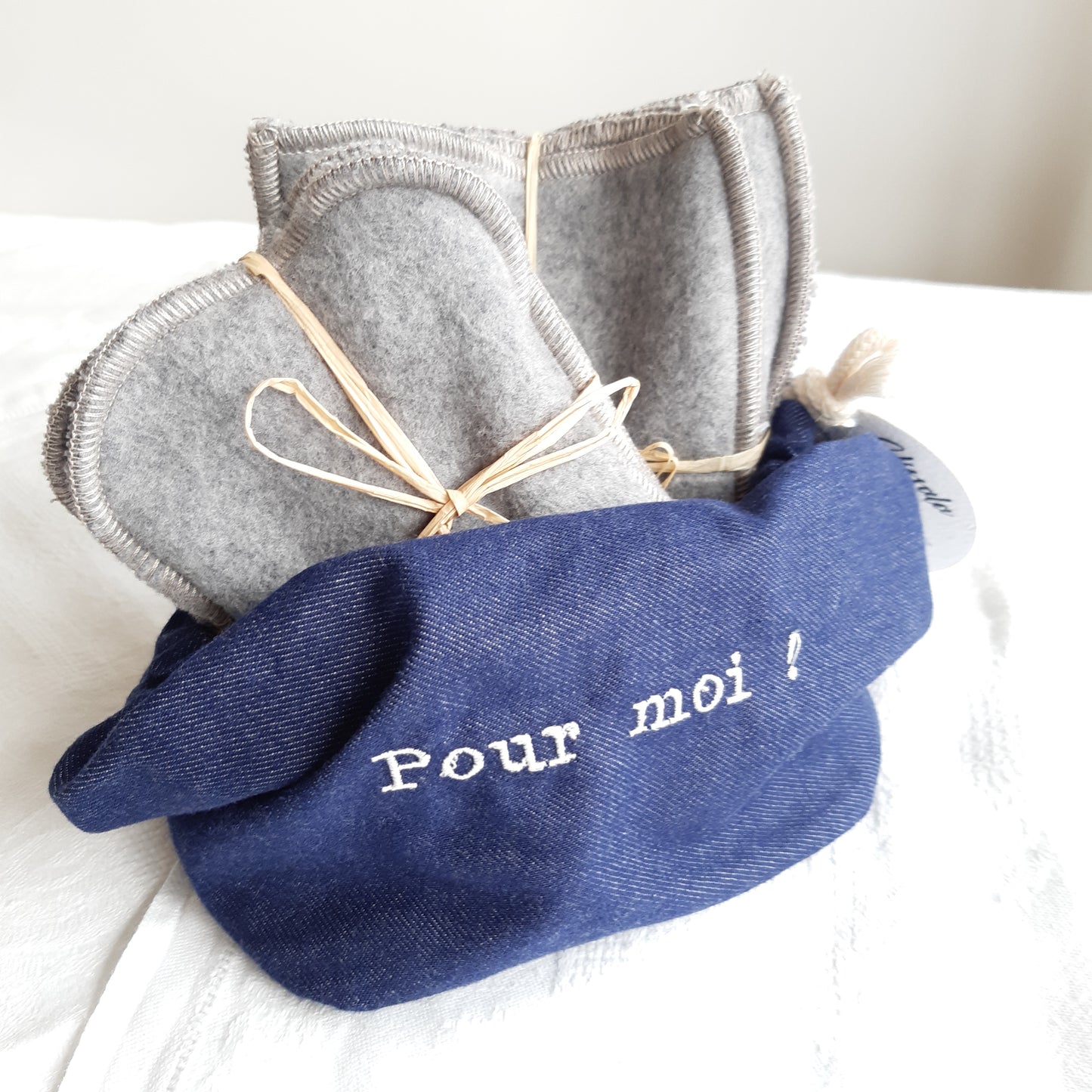 Ma Routine de Soins - Pochon lingettes et mini-gants en coton BIO