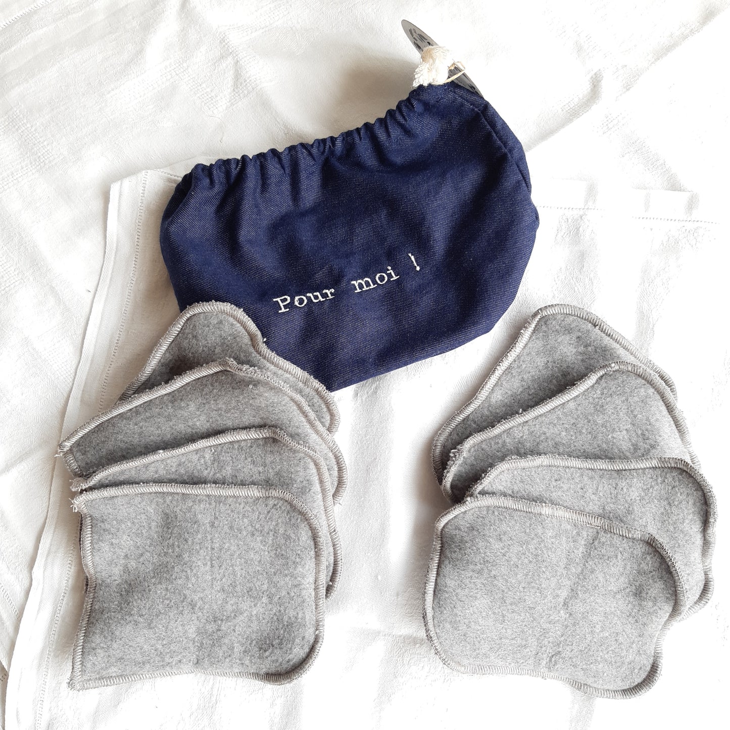 Ma Routine de Soins - Pochon lingettes et mini-gants en coton BIO
