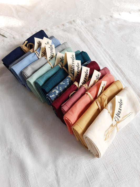 Petits Gourmands - Lots de 4 mini-serviettes en chambray de coton BIO