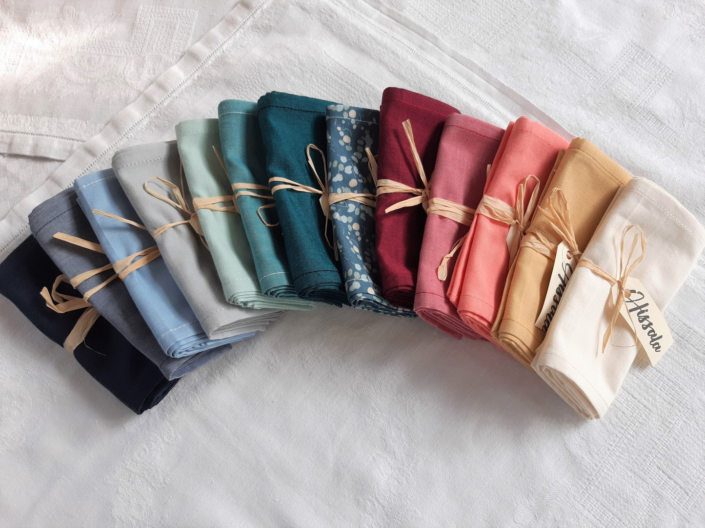 Petits Gourmands - Lots de 4 mini-serviettes en chambray de coton BIO